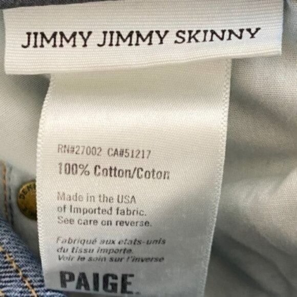 Paige Jimmy Jimmy Skinny Distressed Blue Jeans Size 25 - Picture 13 of 14